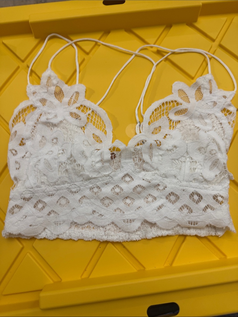 New W/O Free people White Floral Lace Bralette M